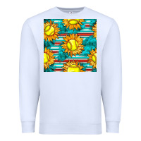 White softball sunflowers with serape seamless pattern Premium Sweatshirt - BundleAndBundleShop