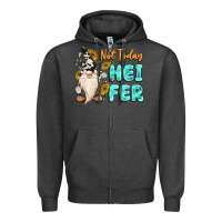 Charcoal Heather not today heifer cow gnome Zipper Hoodie - MaliasSmallBusiness