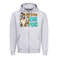 Heather Grey not today heifer cow gnome Zipper Hoodie - MaliasSmallBusiness