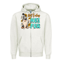 Oatmeal Heather not today heifer cow gnome Zipper Hoodie - MaliasSmallBusiness