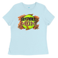 Baby Blue softball mom Ladies Tee - AdoDesignShop