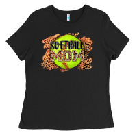Black softball mom Ladies Tee - AdoDesignShop