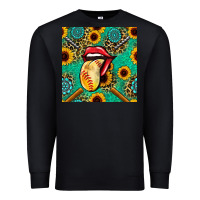 Black softball lips sunflowers and gemstones seamless pattern Premium Sweatshirt - BundleAndBundleShop