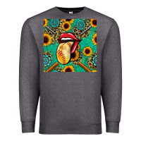 Charcoal Heather softball lips sunflowers and gemstones seamless pattern Premium Sweatshirt - BundleAndBundleShop