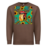 Chestnut softball lips sunflowers and gemstones seamless pattern Premium Sweatshirt - BundleAndBundleShop