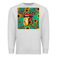 Dove Grey softball lips sunflowers and gemstones seamless pattern Premium Sweatshirt - BundleAndBundleShop