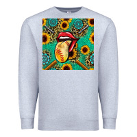 Heather Grey softball lips sunflowers and gemstones seamless pattern Premium Sweatshirt - BundleAndBundleShop