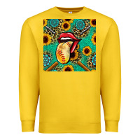 Lemon softball lips sunflowers and gemstones seamless pattern Premium Sweatshirt - BundleAndBundleShop