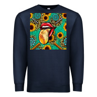 Navy softball lips sunflowers and gemstones seamless pattern Premium Sweatshirt - BundleAndBundleShop
