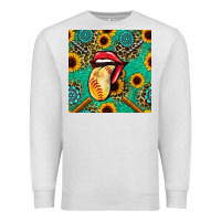 Oatmeal Heather softball lips sunflowers and gemstones seamless pattern Premium Sweatshirt - BundleAndBundleShop