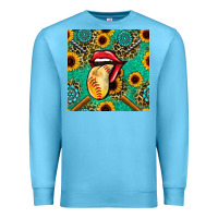 Ocean Blue softball lips sunflowers and gemstones seamless pattern Premium Sweatshirt - BundleAndBundleShop