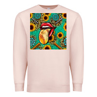 Pale Pink softball lips sunflowers and gemstones seamless pattern Premium Sweatshirt - BundleAndBundleShop