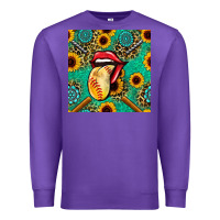 Purple softball lips sunflowers and gemstones seamless pattern Premium Sweatshirt - BundleAndBundleShop