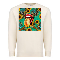 Sandshell softball lips sunflowers and gemstones seamless pattern Premium Sweatshirt - BundleAndBundleShop