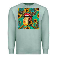 Seafoam softball lips sunflowers and gemstones seamless pattern Premium Sweatshirt - BundleAndBundleShop