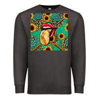Smoke softball lips sunflowers and gemstones seamless pattern Premium Sweatshirt - BundleAndBundleShop
