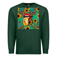 Sports Green softball lips sunflowers and gemstones seamless pattern Premium Sweatshirt - BundleAndBundleShop