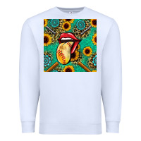 White softball lips sunflowers and gemstones seamless pattern Premium Sweatshirt - BundleAndBundleShop