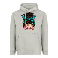 Moon Dust Messy Curly Bun Mom With Leopard Bandana Heavyweight Hoodie - BundleAndBundleShop