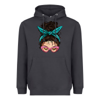 Smoke Messy Curly Bun Mom With Leopard Bandana Heavyweight Hoodie - BundleAndBundleShop