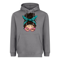 Storm Messy Curly Bun Mom With Leopard Bandana Heavyweight Hoodie - BundleAndBundleShop