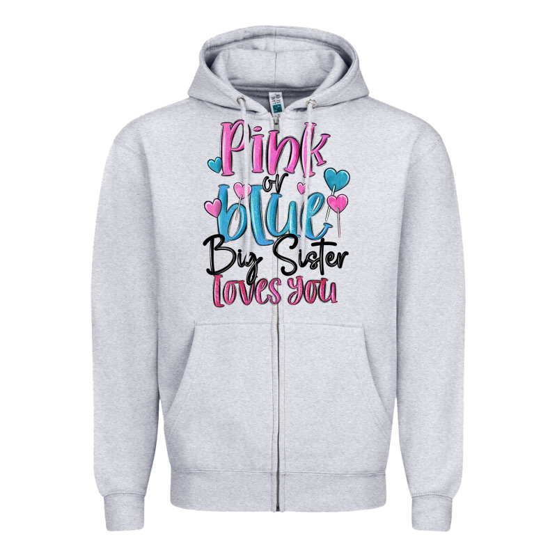 Pink Or Blue Big Sister Loves You Zipper Hoodie by MaliasSmallBusiness | Teevron