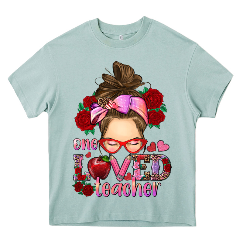 One Loved Teacher Messy Bun Heavy Core Tee by RanaPortraitStore | Teevron
