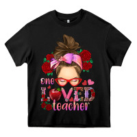 Black one loved teacher messy bun Heavy Core Tee - RanaPortraitStore