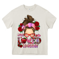 Cream one loved teacher messy bun Heavy Core Tee - RanaPortraitStore