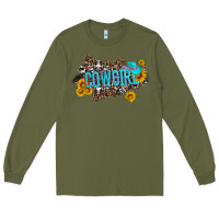 Army Green western cowgirl and sunflower with hat and cowhide leopard Long Sleeve Tee - Artiststas