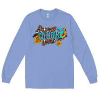 Colony Blue western cowgirl and sunflower with hat and cowhide leopard Long Sleeve Tee - Artiststas