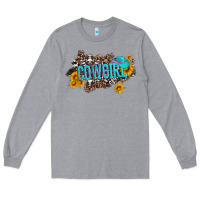 Heather Grey western cowgirl and sunflower with hat and cowhide leopard Long Sleeve Tee - Artiststas