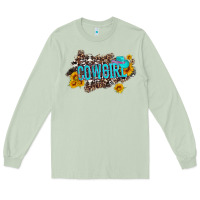 Matcha western cowgirl and sunflower with hat and cowhide leopard Long Sleeve Tee - Artiststas
