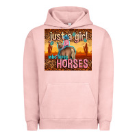 Pigment Salmon just a girl who loves horses Urban Hoodie - TumblerDesignByShophia