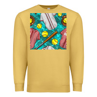 Antique Gold softball uniform glove and bat with field seamless pattern Premium Sweatshirt - BundleAndBundleShop