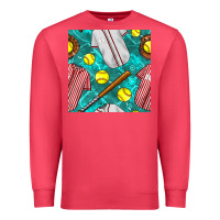 Cardinal softball uniform glove and bat with field seamless pattern Premium Sweatshirt - BundleAndBundleShop