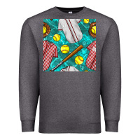 Charcoal Heather softball uniform glove and bat with field seamless pattern Premium Sweatshirt - BundleAndBundleShop