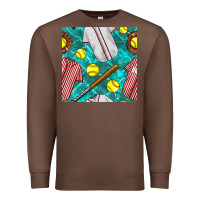 Chestnut softball uniform glove and bat with field seamless pattern Premium Sweatshirt - BundleAndBundleShop