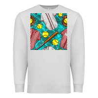 Dove Grey softball uniform glove and bat with field seamless pattern Premium Sweatshirt - BundleAndBundleShop