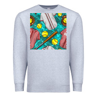 Heather Grey softball uniform glove and bat with field seamless pattern Premium Sweatshirt - BundleAndBundleShop