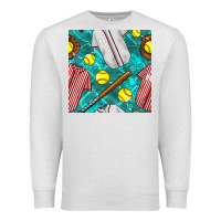Oatmeal Heather softball uniform glove and bat with field seamless pattern Premium Sweatshirt - BundleAndBundleShop