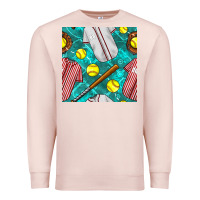 Pale Pink softball uniform glove and bat with field seamless pattern Premium Sweatshirt - BundleAndBundleShop