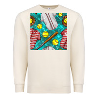 Sandshell softball uniform glove and bat with field seamless pattern Premium Sweatshirt - BundleAndBundleShop