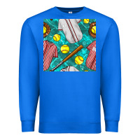 True Royal softball uniform glove and bat with field seamless pattern Premium Sweatshirt - BundleAndBundleShop