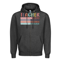 Charcoal Heather retro teacher Zipper Hoodie - MaliasSmallBusiness