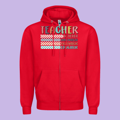 Retro Teacher Zipper Hoodie Designed By Maliassmallbusiness