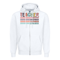 White retro teacher Zipper Hoodie - MaliasSmallBusiness