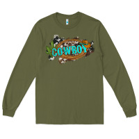 Army Green western cowboy and hat with cactus and cowhide Long Sleeve Tee - Artiststas