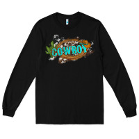 Black western cowboy and hat with cactus and cowhide Long Sleeve Tee - Artiststas
