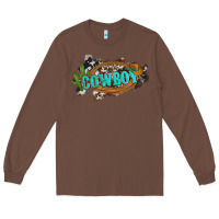 Chestnut western cowboy and hat with cactus and cowhide Long Sleeve Tee - Artiststas